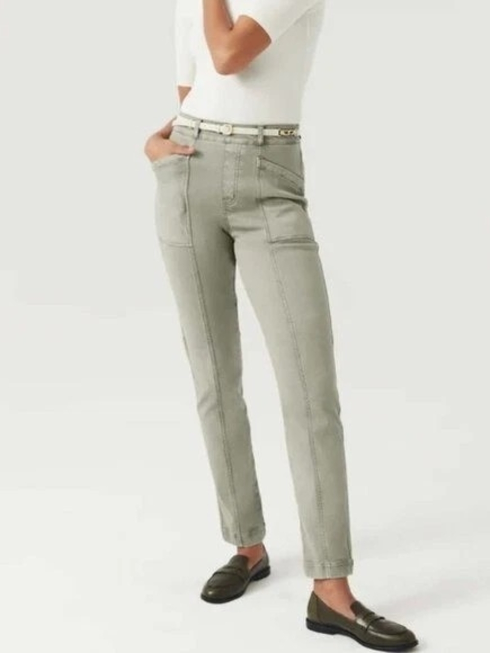 NWOT SPANX stretch twill straight leg pants in Sage